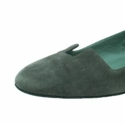 Hermes Olive Green Suede Ballet Flats Size 39 For Women -Deals Hermes Store luxury women hermes used shoes p41298 009