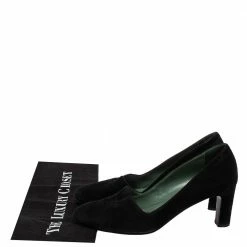 Hermes Black Suede Slip On Block Heel Pumps Size 38 For Women -Deals Hermes Store luxury women hermes used shoes p413908 001