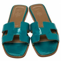 Hermes Blue Leather Oran Flat Sandals Size 38 For Women 12 Hermes Blue Leather Oran Flat Sandals Size 38 For Women -Deals Hermes Store luxury women hermes used shoes p414969 001