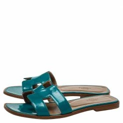 Hermes Blue Leather Oran Flat Sandals Size 38 For Women 13 Hermes Blue Leather Oran Flat Sandals Size 38 For Women -Deals Hermes Store luxury women hermes used shoes p414969 009