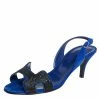 Hermes Blue Suede And Glitter Night Slingback Sandals Size 36 For Women -Deals Hermes Store luxury women hermes used shoes p415418 003
