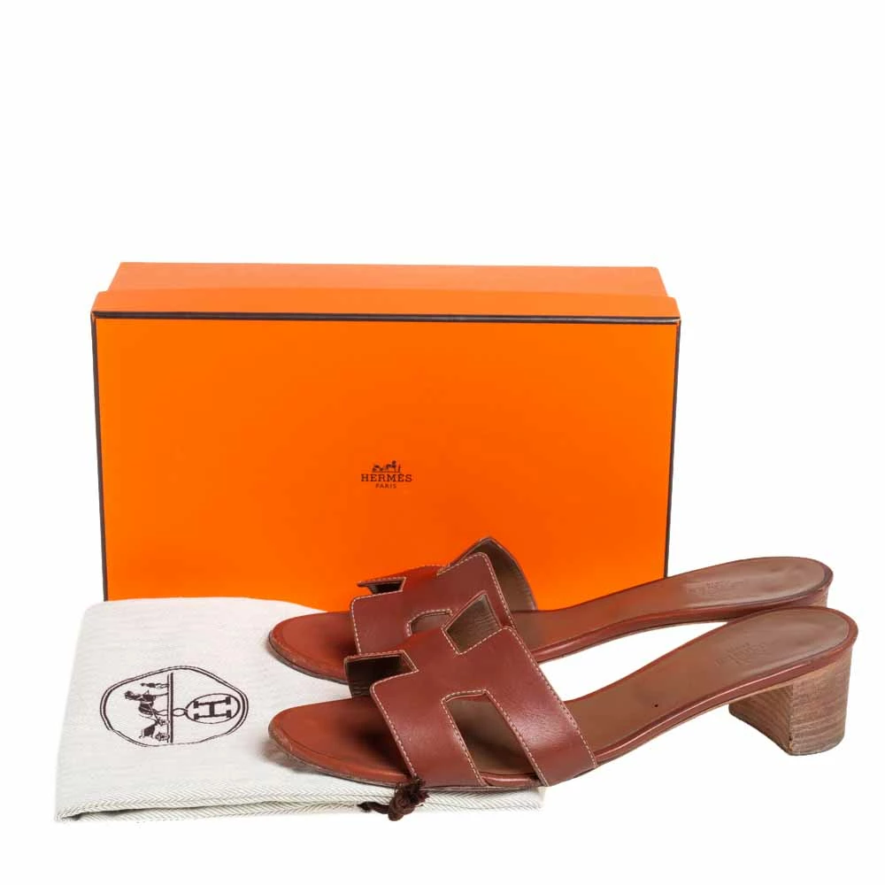 Hermes Brown Leather Oasis Sandals Size 42 For Women 11 Hermes Brown Leather Oasis Sandals Size 42 For Women - Image 9