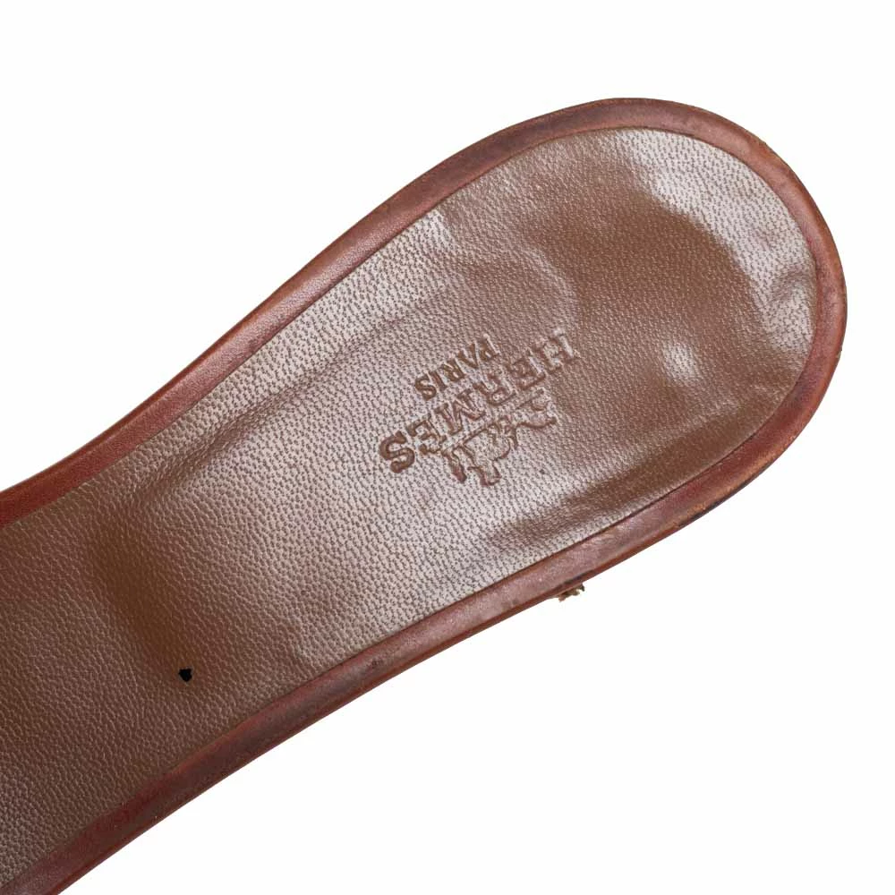 Hermes Brown Leather Oasis Sandals Size 42 For Women 9 Hermes Brown Leather Oasis Sandals Size 42 For Women - Image 7
