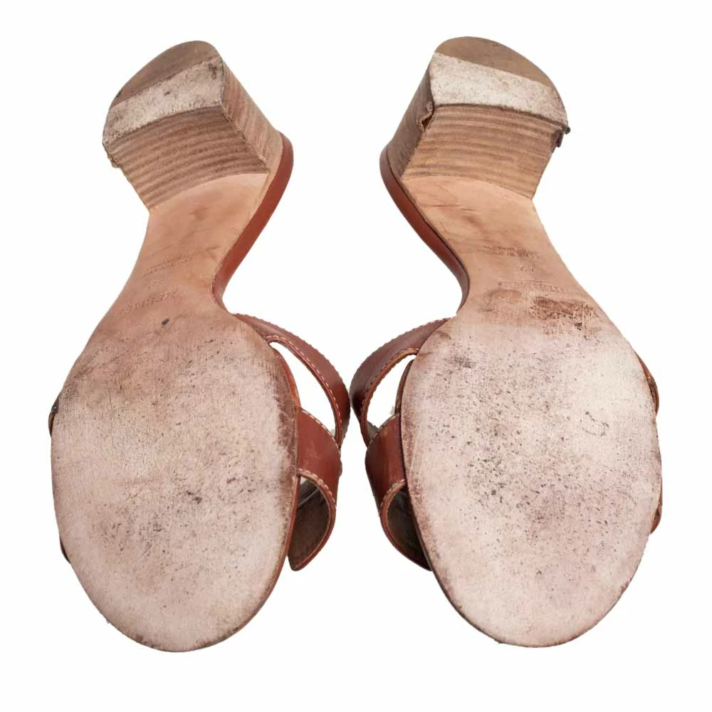 Hermes Brown Leather Oasis Sandals Size 42 For Women 8 Hermes Brown Leather Oasis Sandals Size 42 For Women - Image 6