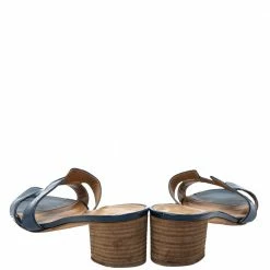 Hermes Hermès Blue Patent Leather Oasis Slide Sandals Size 40 For Women -Deals Hermes Store luxury women hermes used shoes p420960 004