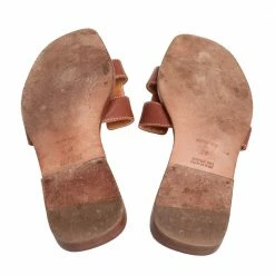 Hermes Hermés Brown Leather Oran Slide Sandals Size 38 For Women -Deals Hermes Store luxury women hermes used shoes p421087 008