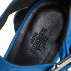 Hermes Blue Suede And Patent Leather Ilana Espadrille Wedge Sandals Size 40 For Women -Deals Hermes Store luxury women hermes used shoes p425420 005