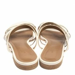Hermes White/Sliver Leather Amalfi Slide Sandals Size 40.5 For Women 14 Hermes White/Sliver Leather Amalfi Slide Sandals Size 40.5 For Women -Deals Hermes Store luxury women hermes used shoes p425840 003