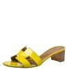 Hermes Yellow Patent Leather Oasis Sandals Size 39.5 For Women