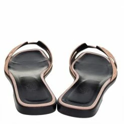 Hermes Beige Glitter Oran Flat Slides Size 37.5 For Women -Deals Hermes Store luxury women hermes used shoes p426485 007