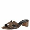 Hermes Hermès Brown Suede Leopard Print Oasis Sandals Size 39 For Women -Deals Hermes Store luxury women hermes used shoes p426495 006