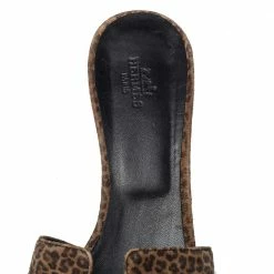 Hermes Hermès Brown Suede Leopard Print Oasis Sandals Size 39 For Women -Deals Hermes Store luxury women hermes used shoes p426495 007