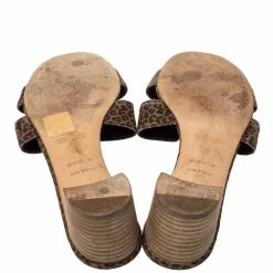 Hermes Hermès Brown Suede Leopard Print Oasis Sandals Size 39 For Women -Deals Hermes Store luxury women hermes used shoes p426495 008