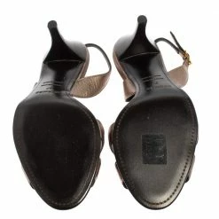 Hermes Metallic Bronze Leather Night Slingback Sandals Size 37 For Women -Deals Hermes Store luxury women hermes used shoes p426831 002