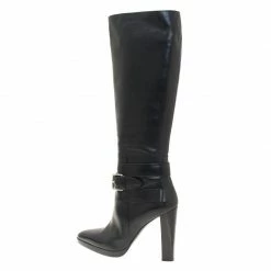 Hermes Black Leather Buckle Detail Tall Boots Size 39 For Women -Deals Hermes Store luxury women hermes used shoes p42961 003