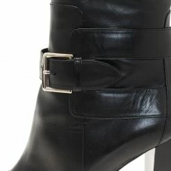 Hermes Black Leather Buckle Detail Tall Boots Size 39 For Women -Deals Hermes Store luxury women hermes used shoes p42961 010