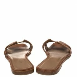Hermes Brown Leather Oran Flat Sandals Size 37 For Women -Deals Hermes Store luxury women hermes used shoes p434860 003