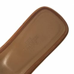 Hermes Brown Leather Oran Flat Sandals Size 37 For Women -Deals Hermes Store luxury women hermes used shoes p434860 004