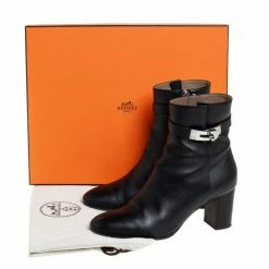 Hermes Black Leather Kelly Ankle Boots Size 37.5 For Women 17 Hermes Black Leather Kelly Ankle Boots Size 37.5 For Women -Deals Hermes Store luxury women hermes used shoes p436993 001