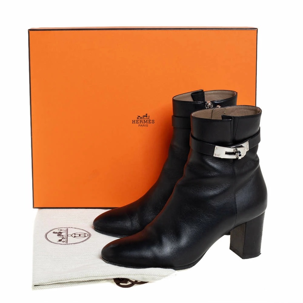 Hermes Black Leather Kelly Ankle Boots Size 37.5 For Women 10 Hermes Black Leather Kelly Ankle Boots Size 37.5 For Women - Image 8