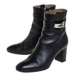 Hermes Black Leather Kelly Ankle Boots Size 37.5 For Women 13 Hermes Black Leather Kelly Ankle Boots Size 37.5 For Women -Deals Hermes Store luxury women hermes used shoes p436993 002