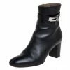 Hermes Black Leather Kelly Ankle Boots Size 37.5 For Women -Deals Hermes Store luxury women hermes used shoes p436993 003