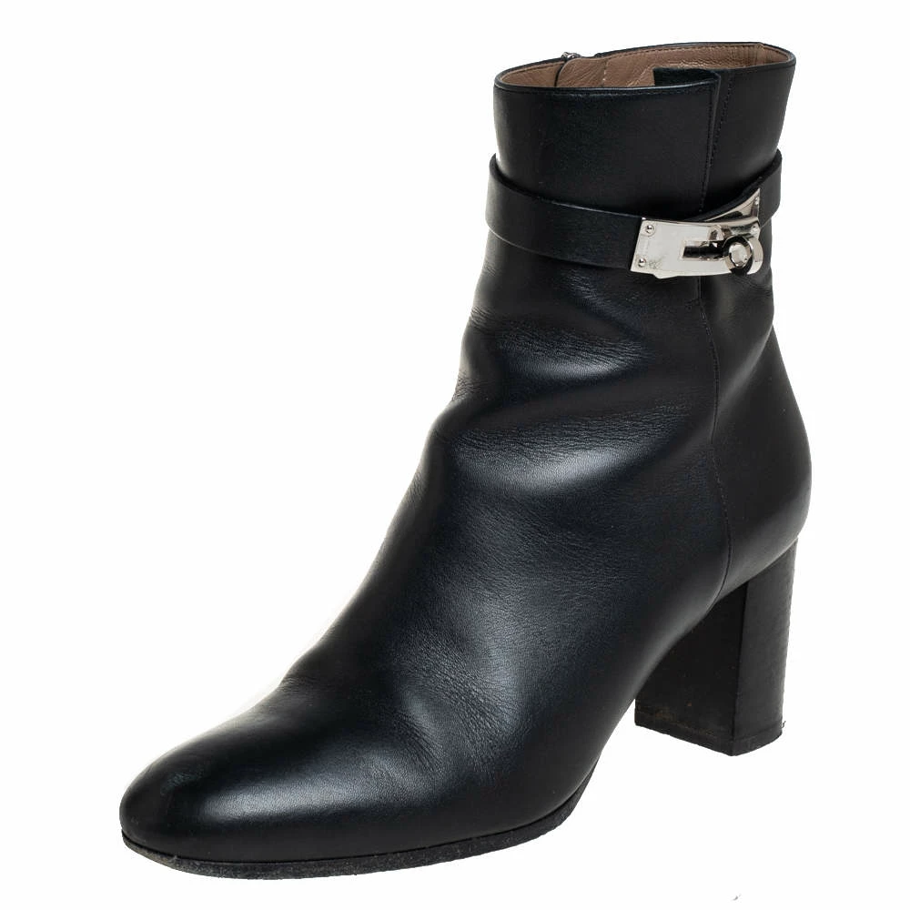 Hermes Black Leather Kelly Ankle Boots Size 37.5 For Women 3 Hermes Black Leather Kelly Ankle Boots Size 37.5 For Women