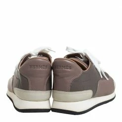 Hermes Grey/Beige Leather Trial Low Top Sneakers Size 40 For Women -Deals Hermes Store luxury women hermes used shoes p437392 007