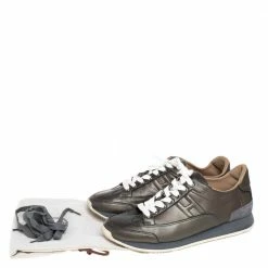 Hermes Metallic Grey Leather Trial Low Top Sneakers Size 39 For Women -Deals Hermes Store luxury women hermes used shoes p437917 001