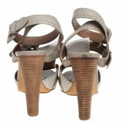 Hermes Grey/White Leather Fringe Platform Sandals Size 40 For Women -Deals Hermes Store luxury women hermes used shoes p439775 005