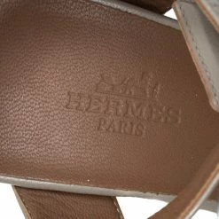 Hermes Grey/White Leather Fringe Platform Sandals Size 40 For Women -Deals Hermes Store luxury women hermes used shoes p439775 006