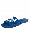 Hermes Hermés Blue Rubber Chaîne D'Ancre Rivage Flat Slides Size 37 For Women -Deals Hermes Store luxury women hermes used shoes p441133 003