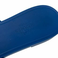 Hermes Hermés Blue Rubber Chaîne D'Ancre Rivage Flat Slides Size 37 For Women -Deals Hermes Store luxury women hermes used shoes p441133 005