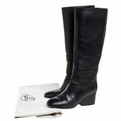 Hermes Black Leather Knee Length Boots Size 38 For Women -Deals Hermes Store luxury women hermes used shoes p441251 001