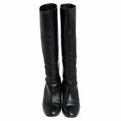 Hermes Black Leather Knee Length Boots Size 38 For Women -Deals Hermes Store luxury women hermes used shoes p441251 003