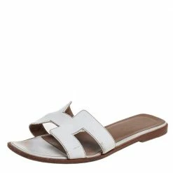 Hermes White Leather Oran Sandals Size 36 For Women