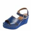 Hermes Blue Glossy Leather Perforated Espadrille Wedge Sandals Size 39 For Women -Deals Hermes Store luxury women hermes used shoes p442170 007