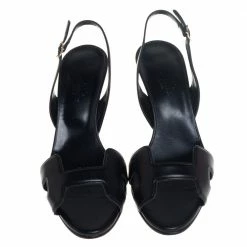Hermes Black Leather Night Sandals Size 37.5 For Women -Deals Hermes Store luxury women hermes used shoes p442473 003