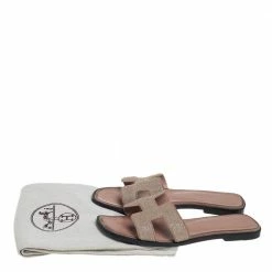 Hermes Beige Glitter Oran Sandals Size 36 For Women -Deals Hermes Store luxury women hermes used shoes p444010 003