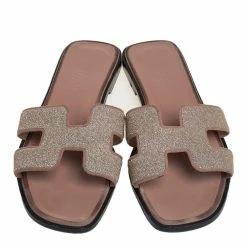 Hermes Beige Glitter Oran Sandals Size 36 For Women -Deals Hermes Store luxury women hermes used shoes p444010 008