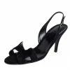 Hermes Black Velvet And Suede Night Sandals Size 38.5 For Women