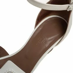 Hermes White Leather Legend Wedge Ankle Strap Sandals Size 38.5 For Women -Deals Hermes Store luxury women hermes used shoes p444124 1622433774 005