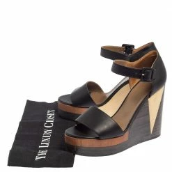 Hermes Dark Brown Leather D'Orsay Wedge Sandals Size 39 For Women -Deals Hermes Store luxury women hermes used shoes p445889 003