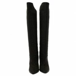 Hermes Black Monogram Leather Wedge Tall Boots Size 36 For Women -Deals Hermes Store luxury women hermes used shoes p44725 006