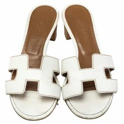 Hermes White Leather Oasis Slide Sandals Size 35 For Women 12 Hermes White Leather Oasis Slide Sandals Size 35 For Women -Deals Hermes Store luxury women hermes used shoes p448340 002