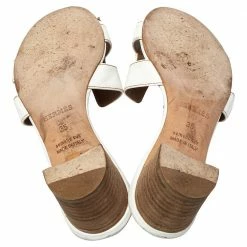 Hermes White Leather Oasis Slide Sandals Size 35 For Women 15 Hermes White Leather Oasis Slide Sandals Size 35 For Women -Deals Hermes Store luxury women hermes used shoes p448340 007