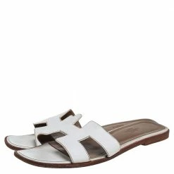 Hermes White Leather Oran Slide Sandals Size 40 For Women -Deals Hermes Store luxury women hermes used shoes p448521 001