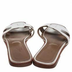 Hermes White Leather Oran Slide Sandals Size 40 For Women -Deals Hermes Store luxury women hermes used shoes p448521 006