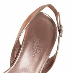 Hermes Metallic Bronze Leather Night Slingback Sandals Size 36 For Women -Deals Hermes Store luxury women hermes used shoes p448697 002