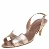 Hermes Metallic Bronze Leather Night Slingback Sandals Size 36 For Women